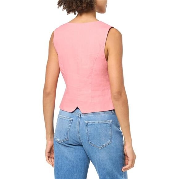 Women's Sleeveless Selene Vest Woven Three-Button Menswear Inspired - Picture 6 of 7